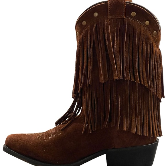 ❌SOLD❌ NWOT Shyanne Fringe Leather Suede Boots Brown Girls Sz 2 - Picture 2 of 12